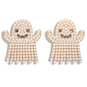 Friendly Ghost Halloween Pearl Drop Earrings